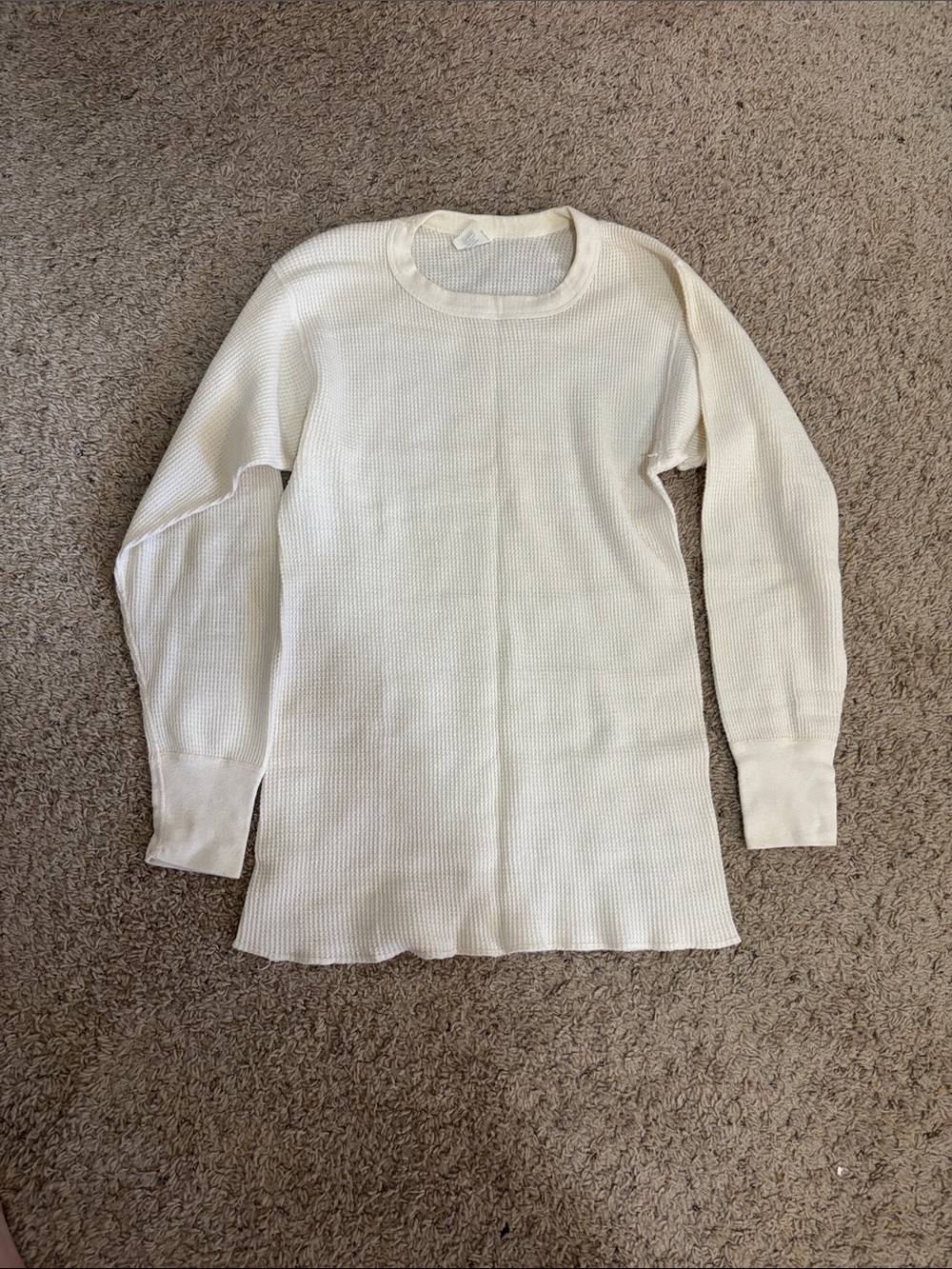 Vintage Sears Women's Cream Thermal Long-Sleeve Sweater